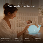 Veilleuse baleine bébé en silicone utilisée la nuit dans la chambre de bébé