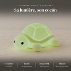 Veilleuse tortue bébé en silicone : silicone doux, LED, 6 couleurs, tactile