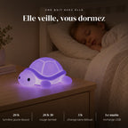 Veilleuse tortue bébé en silicone qui éclaire doucement la chambre pendant que l’enfant dort