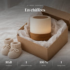 Veilleuse en bois tactile RGB avec télécommande dans sa boîte cadeau, idée cadeau de naissance