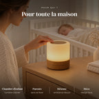 Veilleuse en bois tactile RGB avec télécommande utilisée la nuit dans la chambre de bébé