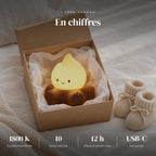 Veilleuse feu de camp bruit blanc dans sa boîte cadeau, idée cadeau de naissance