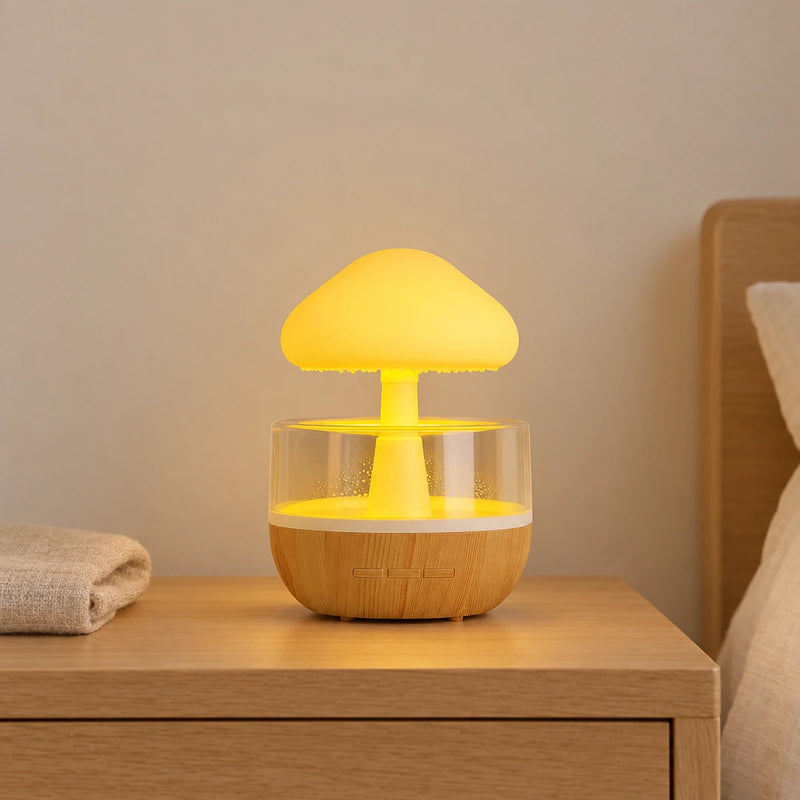 Veilleuse bruit de pluie champignon, lumière LED