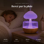 Veilleuse bruit de pluie champignon qui éclaire doucement la chambre pendant que l’enfant dort
