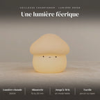 Veilleuse champignon tactile : ABS et silicone doux, blanc chaud 2600K, 2 niveaux, 15 ou 30 minutes
