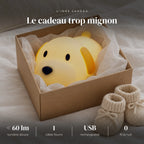 Veilleuse chien bébé en silicone dans sa boîte cadeau, idée cadeau de naissance