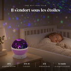 Veilleuse étoile projection plafond qui éclaire doucement la chambre pendant que l’enfant dort