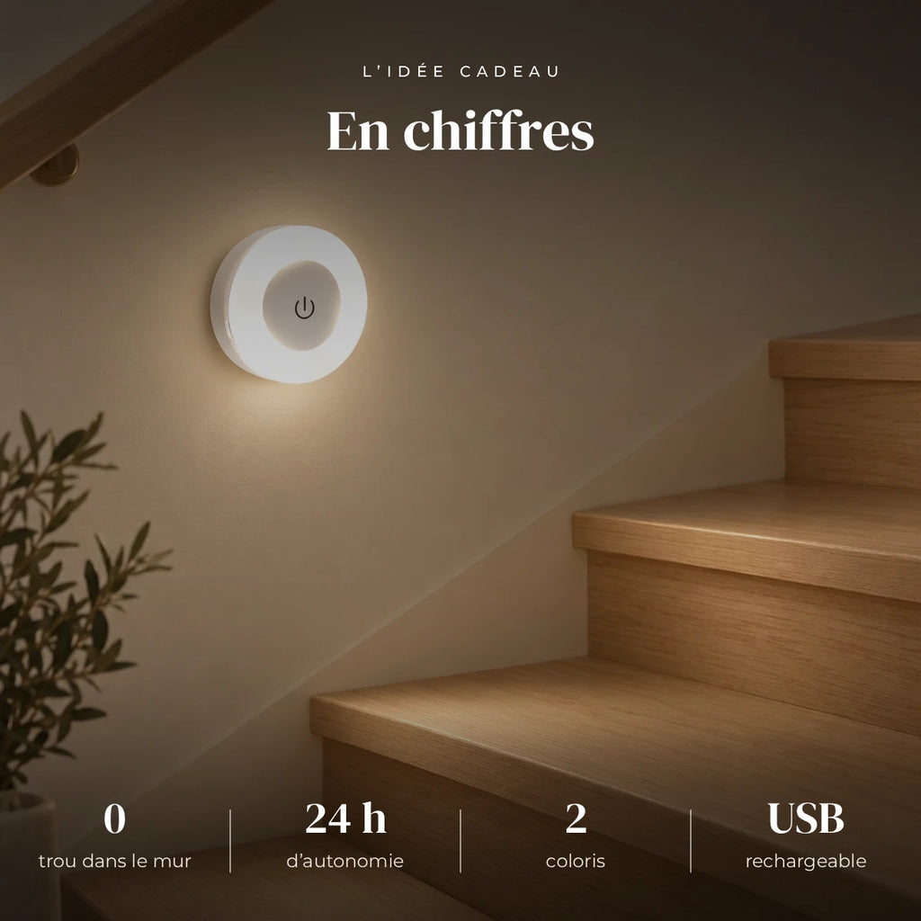 Veilleuse murale tactile sans perçage dans sa boîte cadeau, idée cadeau de naissance
