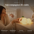 Veilleuse éléphant bébé tactile utilisée la nuit dans la chambre de bébé