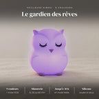 Veilleuse hibou bébé en silicone : silicone souple, 9 couleurs + mode RGB, intensité réglable, 15, 30 ou 60 min