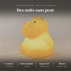Veilleuse hippopotame avec télécommande : silicone souple, 9 couleurs + mode RGB, tactile + télécommande