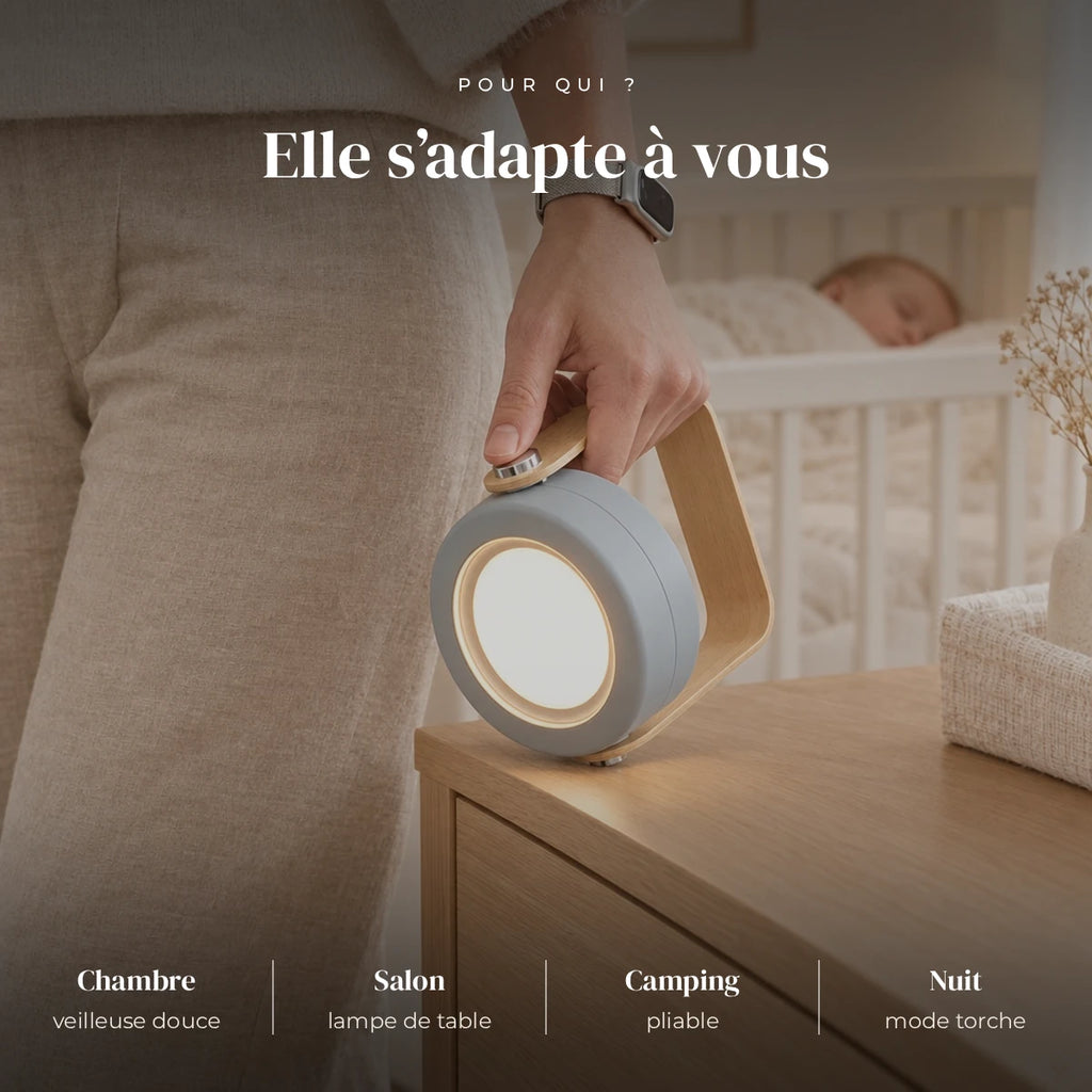 Veilleuse lanterne LED 3 en 1 rechargeable utilisée la nuit dans la chambre de bébé