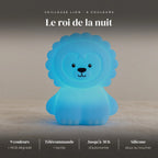 Veilleuse lion enfant avec télécommande : silicone doux, 9 couleurs + mode RGB dégradé, tactile + télécommande
