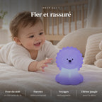 Veilleuse lion enfant avec télécommande utilisée la nuit dans la chambre de bébé