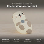 Veilleuse loutre en silicone rechargeable : ABS + silicone souple, moins de 60 lumens, 1200 mAh