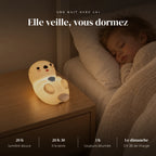 Veilleuse loutre en silicone rechargeable qui éclaire doucement la chambre pendant que l’enfant dort