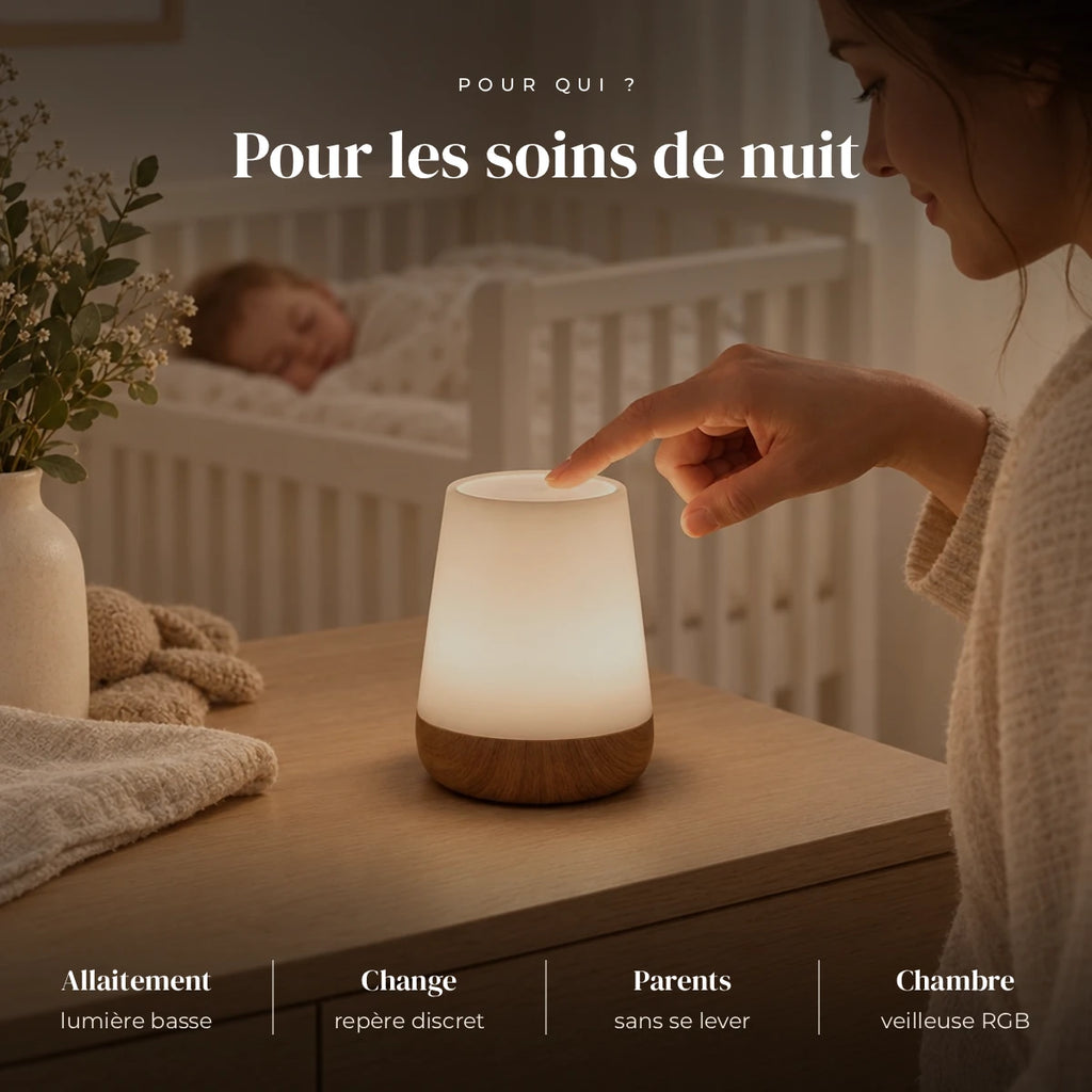 Veilleuse lumière rouge tactile utilisée la nuit dans la chambre de bébé