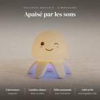 Veilleuse musicale bébé méduse : 5 berceuses intégrées, LED blanc ou bleu, tactile + télécommande fournie