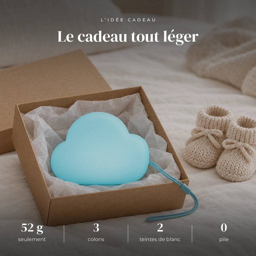 Veilleuse nuage mini dans sa boîte cadeau, idée cadeau de naissance