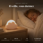 Veilleuse nuage mini qui éclaire doucement la chambre pendant que l’enfant dort