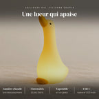 Veilleuse oie en silicone : silicone souple, LED chaude, 3 intensités (30, 60, 100 %), tactile (tapotement)