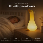 Veilleuse oie en silicone qui éclaire doucement la chambre pendant que l’enfant dort