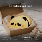 Veilleuse panda en silicone tactile et rechargeable dans sa boîte cadeau, idée cadeau de naissance