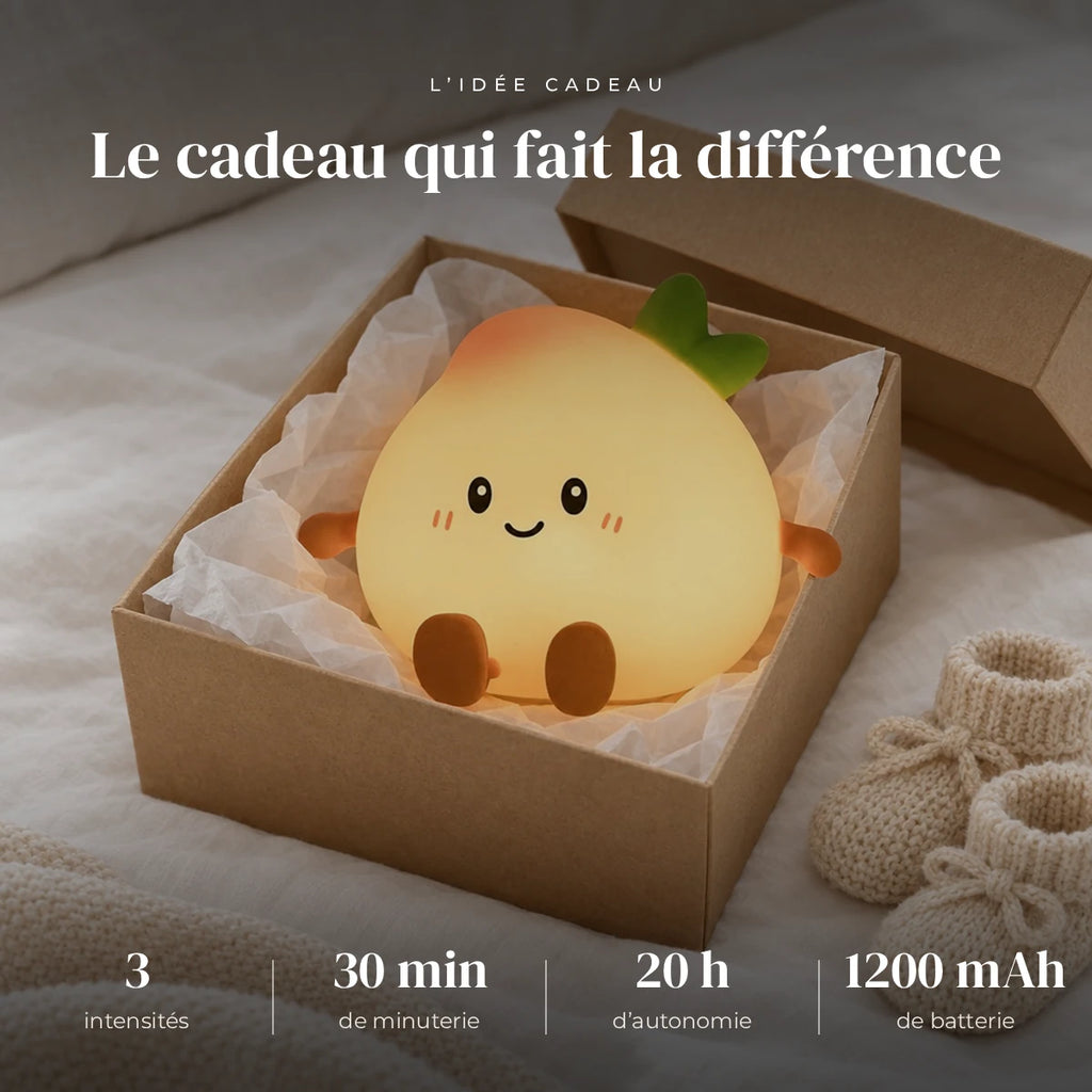 Veilleuse pêche tactile et rechargeable dans sa boîte cadeau, idée cadeau de naissance