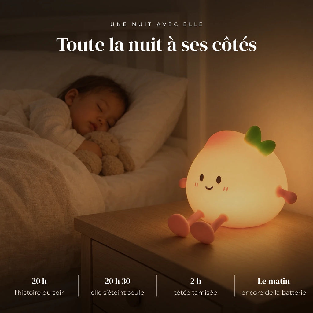 Veilleuse pêche tactile et rechargeable qui éclaire doucement la chambre pendant que l’enfant dort