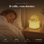 Veilleuse pingouin rechargeable qui éclaire doucement la chambre pendant que l’enfant dort