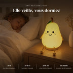 Veilleuse poire en silicone qui éclaire doucement la chambre pendant que l’enfant dort