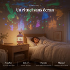 Veilleuse projection bébé lapin musicale utilisée la nuit dans la chambre de bébé