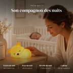 Veilleuse renard bébé rechargeable en silicone utilisée la nuit dans la chambre de bébé