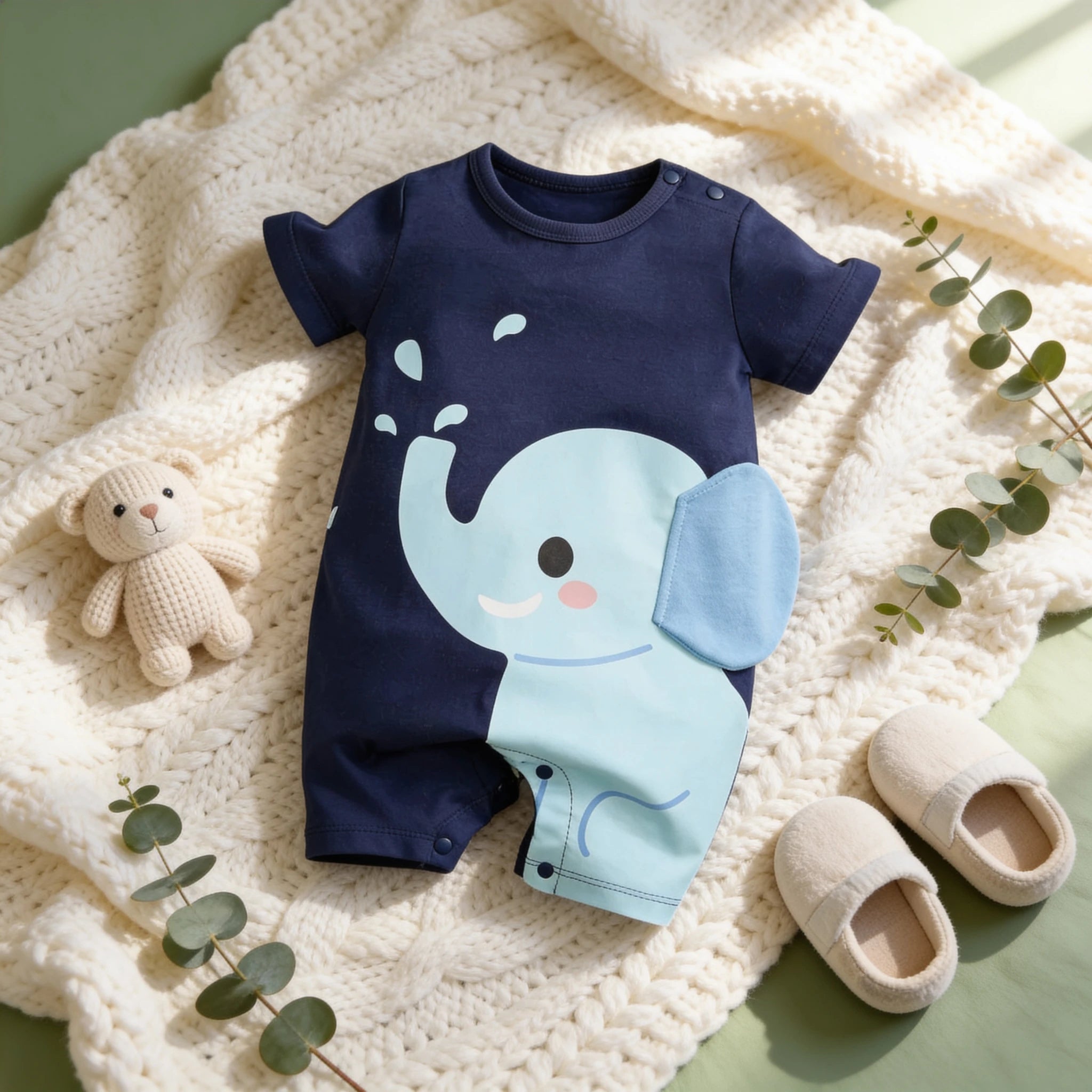 Combinaison Manche Courte Bebe Éléphant - Éléphant - Cocon