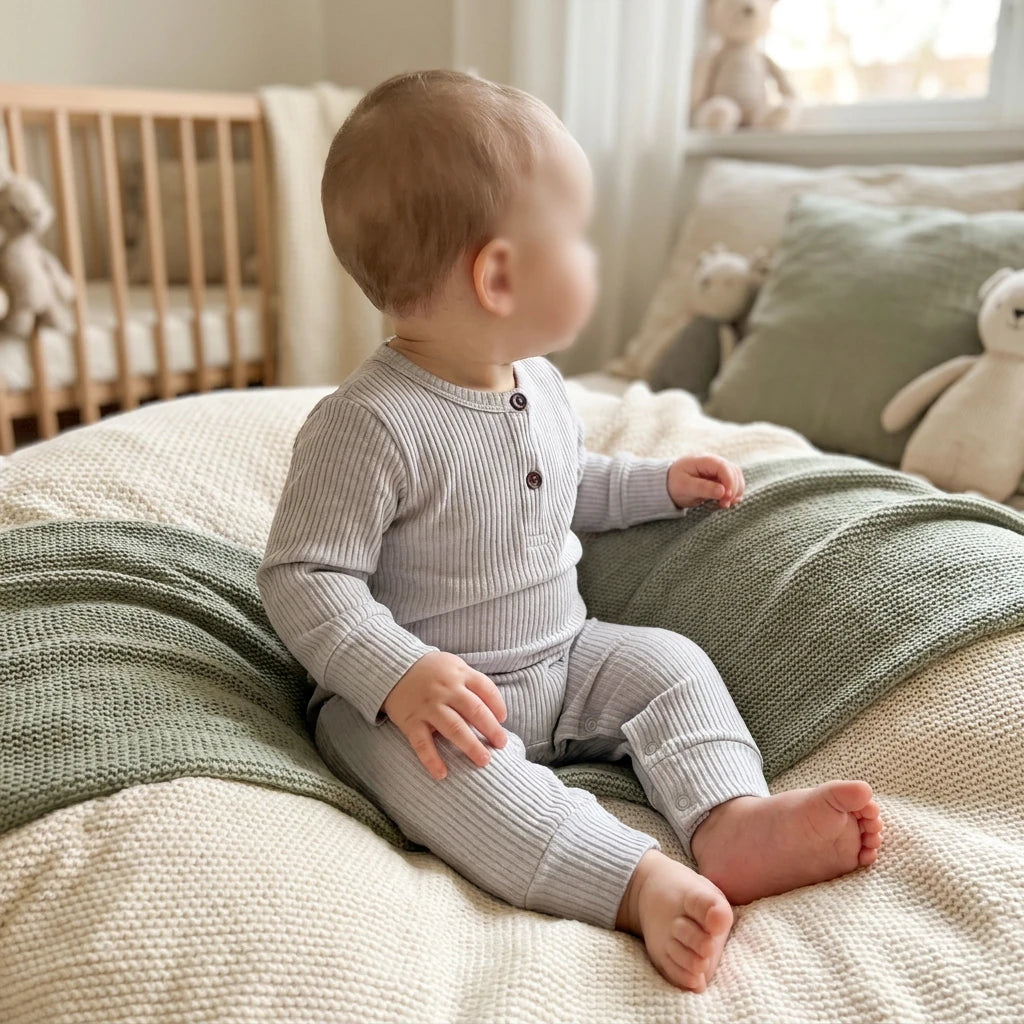 Combinaison Bébé Interieur Coton - Gris - Porté